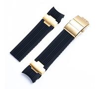 dvegGEE Correa de reloj de silicona, correa de reloj de caucho de silicona suave, correa de muñeca con hebilla plegable(Black Gold set)
