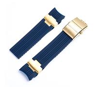 dvegGEE Correa de reloj de silicona, correa de reloj de caucho de silicona suave, correa de muñeca con hebilla plegable(Blue Gold set)