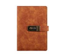 dvegGEE Cuadernos Cuaderno Diario Diario con estuche for bolígrafo Diario de cuero Papel rayado(Brown)
