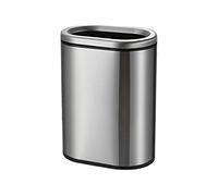 dvegGEE Cubo de basura de acero inoxidable con anillo de presión ovalado y ranura estrecha for baño, for uso doméstico o de oficina.(Silver)
