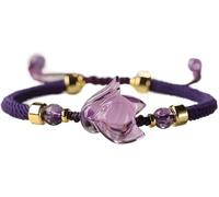 dvegGEE Pulsera de amatista Feng Shui Pulsera de riqueza Zorro Dios Espíritu ajustable Pulsera de piedras preciosas naturales(Purple)