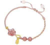 dvegGEE Pulsera de feng Shui de atracción de amor, pulsera de cristal de piedras preciosas, cuerda rosa, talismán de suerte y riqueza