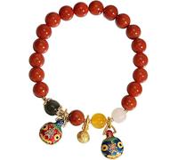 dvegGEE Pulsera de riqueza Feng Shui, pulsera de cristal de Animal propicio con esmalte de ágata cornalina roja del Sur