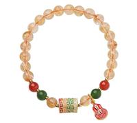 dvegGEE Pulsera de riqueza Feng Shui, pulsera de cristal Wu Lou esmaltada con rueda de oración de citrino