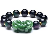 dvegGEE Pulsera de riqueza Feng Shui, pulsera de nefrita de Jade hetiano for amantes, brazalete talismán(14 mm)
