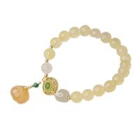 dvegGEE Pulseras con cuentas, pulsera de riqueza Feng Shui, pulsera de cristal amarillo, amuleto próspero