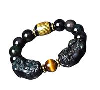 dvegGEE Pulseras de Cuentas Feng Shui Doble/Pulsera Atrae Riqueza y Prosperidad, Obsidiana Arco Iris, Sutra del Corazón(Rainbow-12 mm)