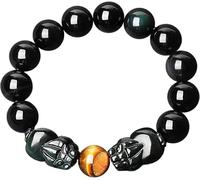 dvegGEE Pulseras de cuentas, obsidiana arcoíris Feng Shui, pulsera de riqueza, dijes de bolsa de dinero, talismán(Rainbow-14 mm)