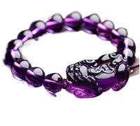 dvegGEE Pulseras de cuentas Pulsera de amuleto de cristal Feng Shui Prosperidad Brazalete elástico 3A Amatista Talismán(Amethyst-8 mm)