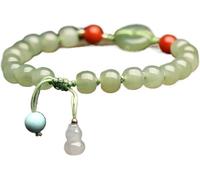 dvegGEE Pulseras de cuentas Pulsera de riqueza Feng Shui Jadeíta 7A Hetian Pulsera de jade suave Piedra preciosa verde
