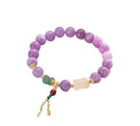 dvegGEE Pulseras de cuentas Pulsera de riqueza Feng Shui Pulsera de cristal de jade lavanda Prosperidad Amor Dinero Longevidad