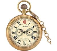 dvegGEE Reloj de Bolsillo mecánico Antiguo de Cobre con Cinco manecillas y Cuerda Manual for Hombre.