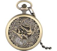 dvegGEE Reloj de Bolsillo mecánico automático con Esqueleto Tallado, Cadena Steampunk de Cobre for Hombres y Mujeres