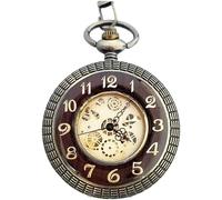 dvegGEE Reloj de Bolsillo mecánico con Caja de Madera, Esfera Esqueleto Antigua, con Caja de Regalo.