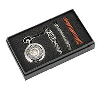 dvegGEE Reloj de Bolsillo mecánico de Cuerda Manual con Caja de Metal Plateado y Correa de Piel. Conjuntos de Relojes de Cuerda Manual.