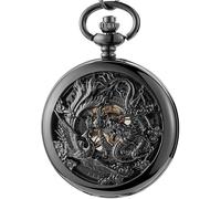 dvegGEE Reloj de Bolsillo mecánico Steampunk con Esqueleto y Cuerda Manual, con Cadena.