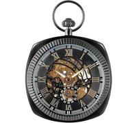 dvegGEE Reloj de Bolsillo, Reloj de Bolsillo mecánico Cuadrado Negro de Cuerda Manual