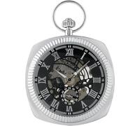 dvegGEE Reloj de Bolsillo, Reloj de Bolsillo mecánico Cuadrado Plateado de Cuerda Manual