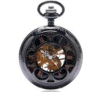 dvegGEE Reloj de Bolsillo, Reloj de Bolsillo mecánico de Cuerda Manual con Cadena Steampunk for Mujer y Hombre.
