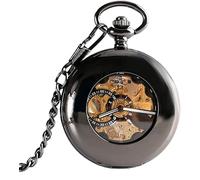 dvegGEE Reloj de Bolsillo Vintage con Caja Lisa y Esqueleto for Hombre, Elegante Reloj mecánico automático de Lujo.