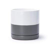 D'vine Dev Maceta de cerámica con Orificio de Drenaje y platillo, Maceta Redonda cilíndrica para Interiores, 8 Pulgadas, Blanco/Gris Moteado, 94-O-M-6