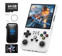 DVJQSN R36MAX - Consola de juegos de mano retro, pantalla IPS de 4.0 pulgadas 720 x 720, juego clásico integrado, sistema Linux portátil de código abierto, batería de 4000 mAh (blanco 64 GB)