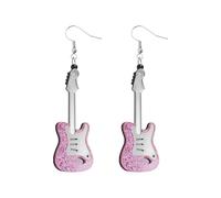 DVOFU Pendientes acrílicos de guitarra clásica, con forma de gota, joyería de moda para mujeres, amantes del punk, regalos de concierto, talla única, Acrílico, Sin piedra preciosa