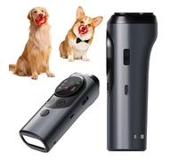 DVONE Antiladridos para Perros, 15-30kHz Ahuyentador de Perros 3 Cabezales Ultrasónicos + Flash Modo con Linterna LED y Frecuencia Variable para Perros Pequeños y Grandes