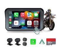 DVR para Motocicleta: Apple Carplay inalámbrico, Android Auto, TPMS, cámaras duales HD 1080P, GPS, Sensor G, Siri y Google Voice, Pantalla táctil IPS de 5 Pulgadas, WiFi, Bluetooth, Tarjeta TF,