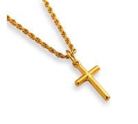 DVRK® Collar Cruz Hombre Oro 18k sobre Base de Acero Inoxidable 316L - Cadena Cruz Hombre Resistente al Agua y al Sudor - Colgante Crucifijo - Rosario - Regalo
