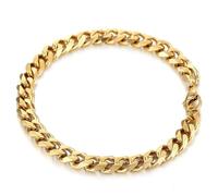 DVRK ® Pulsera Oro Hombre de 7 mm Resistente al Agua y al Sudor - Brazalete Eslabones 19 cm bañado en Oro 18k con Base Acero Inoxidable 316L - Esclava, Idea Regalo Chico