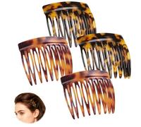 Dvvsav 4 peines laterales franceses para mujer, peines pequeños para cabello fino y fino, sujetan clips franceses decorativos y clips de moño, accesorios de peinado para boda (marrón, concha de