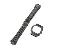 DW5600 Mod Kit Caja con correa de metal retro Compatible Casio DW-5600 GW-B5600 Correa reloj bisel acero 316L estilo indio tallado vintage modificado(C Retro Style)