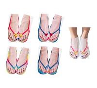 Dwafill 4 Pares Calcetines 3D Halloween, Calcetines Chanclas Sandalia Creativos Estampados Divertidos Tontos para Hombre Mujer Halloween Noël Carnaval