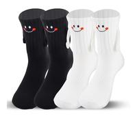 Dwafill Calcetines Graciosos, Calcetines Magneticos Navidad, Lindo Regalos Pareja, Mejores Amigos Divertidos, Hombres Mujeres, Loco Feliz (FR/ES, Números, 36, 42, Regular, Regular, 4, G)