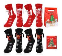 Dwafill Calcetines Graciosos, Calcetines Magneticos Navidad, Lindo Regalos Pareja, Mejores Amigos Divertidos, Hombres Mujeres, Loco Feliz (FR/ES, Números, 36, 42, Regular, Regular, 8, D)