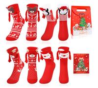 Dwafill Calcetines Graciosos, Calcetines Magneticos Navidad, Lindo Regalos Pareja, Mejores Amigos Divertidos, Hombres Mujeres, Loco Feliz (FR/ES, Números, 36, 42, Regular, Regular, 8, E)