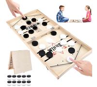 Dwafill Plegable Juego de Hockey de Madera, Hockey de Madera, Juego de Mesa de catapulta, Juego de Hockey de Escritorio Juegos de Mesa Interactivos para Niños y Familia, Puck Game