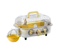 Dwarf Hamster Cage | 2-Layer Detachable Transparent Carrier,with Tunnel and Silent Wheel 14.57x9.84x8.66in Mouse Cage for Pet Mice - for Small Animal Dwarf Gerbil Exercise Sleeping Resting Hiding Seel