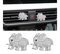 DWARFOO 2 clips de ventilación de coche, clip de salida de aire acondicionado de elefante con cristales brillantes, accesorios de decoración interior del automóvil, clips difusores de ventilación