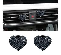 DWARFOO 2 clips de ventilación de coche, clips ambientadores, dijes de corazón de cristal brillante, clip de salida de aire acondicionado, accesorios de decoración interior del coche, clips difusores
