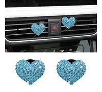 DWARFOO 2 clips de ventilación de coche, clips ambientadores, dijes de corazón de cristal brillante, clip de salida de aire acondicionado, accesorios de decoración interior del coche, clips difusores
