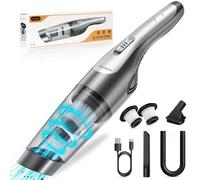 Dwarfuarm Aspirador de Mano, Tipo C, Recargable, Aspirador Coche con Múltiples Boquillas, Aspiradora Portátil para Auto, Hogar y Oficina