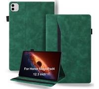 DWaybox Funda para Honor MagicPad 4 12.3 Pulgadas 2026 Modelo, Estilo Retro con Cuero PU y TPU, Correa Antideslizante, Ranuras Tarjetas, Soporte y Protección Total -Verde