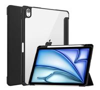 DWaybox Funda para iPad Air 11 (2026) 11,0 Pulgadas A3460 - Funda Folio Delgada con Soporte Ajustable, Reposo/Activación Automática, Cubierta Traslúcida y Ranura para Lápiz -Negro