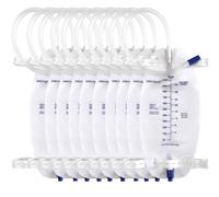 DWCHECK Paquete de 10 bolsas de drenaje urinario para piernas, bolsa de catéter de 1000 ml con tubo de 18 pulgadas, correas de tela ajustables, cámara antirreflujo, válvula de drenaje resistente a