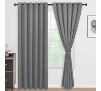 DWCN Cortinas 100% Opacas Grises de 84 Pulgadas de Largo para Dormitorio, con Forro Negro, Paneles de Cortina de Doble Capa con Aislamiento térmico para oscurecer la habitación, con alzapaños, para
