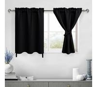 DWCN Cortinas Opacas Negras para Sala de Estar, Dormitorio, Ventana pequeña, 86 x 61 cm, Cortinas térmicas Cortas para cafetería, habitación de niños, Cocina, sótano, 1 par