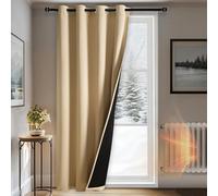 DWCN Cortinas térmicas opacas totales de doble capa, gruesas para invierno, protección contra el frío, separador de habitación, cortina para dormitorio y salón, color beige, 132 x 225 cm, 1 panel