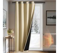 DWCN Cortinas térmicas opacas totales de doble capa, gruesas para invierno, protección contra el frío, separador de habitación, cortina para dormitorio y salón, color beige claro, 132 x 225 cm, 1